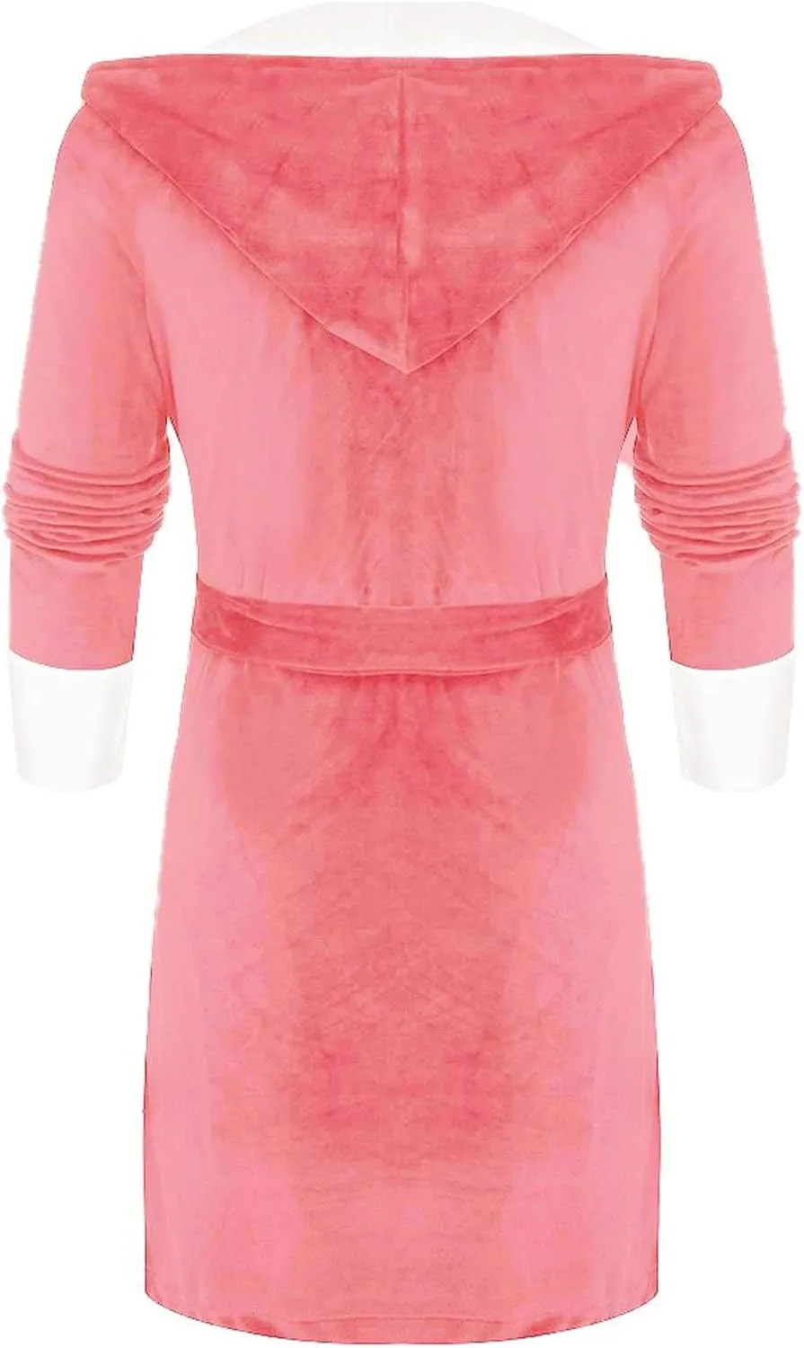 Women Hooded Bathrobe Fuzzy Fleece Robe erpa-Lined Spa Robe Dressing Gown Housecoat Full Length Robe with Belt