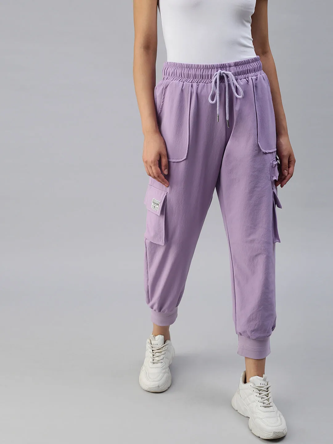Women Lavender High-Rise Joggers