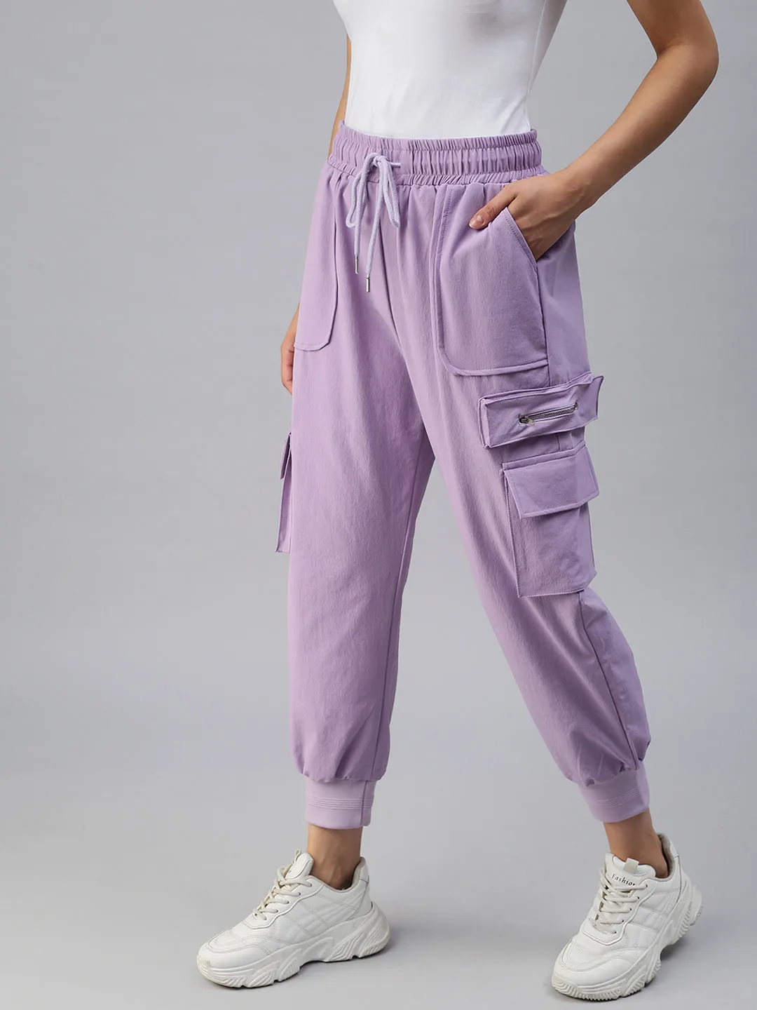 Women Lavender High-Rise Joggers