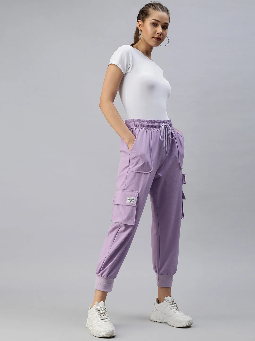 Women Lavender High-Rise Joggers