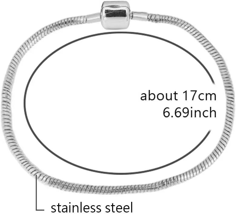 Women Moments Smooth Snake Chain for Charm Bracelet Stainless Steel Silver Gift for Granddaughter Girlfriend Auntie Daughter Mom BFF Birthday Anniversary Christmas