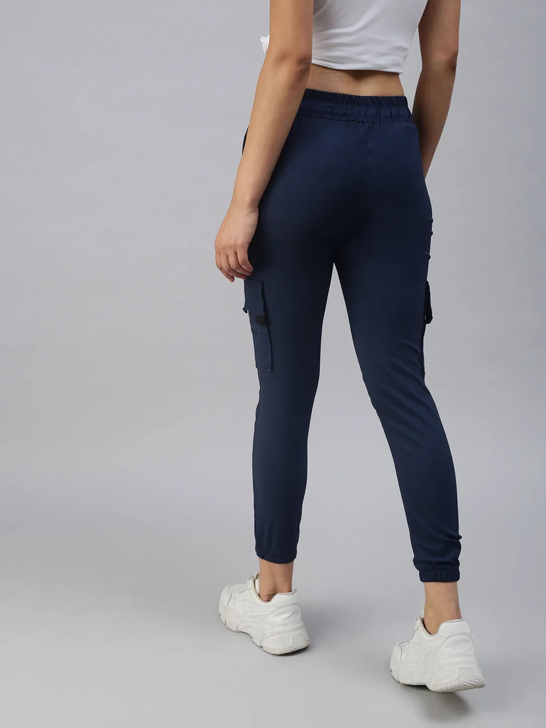 Women Navy Blue High-Rise Joggers