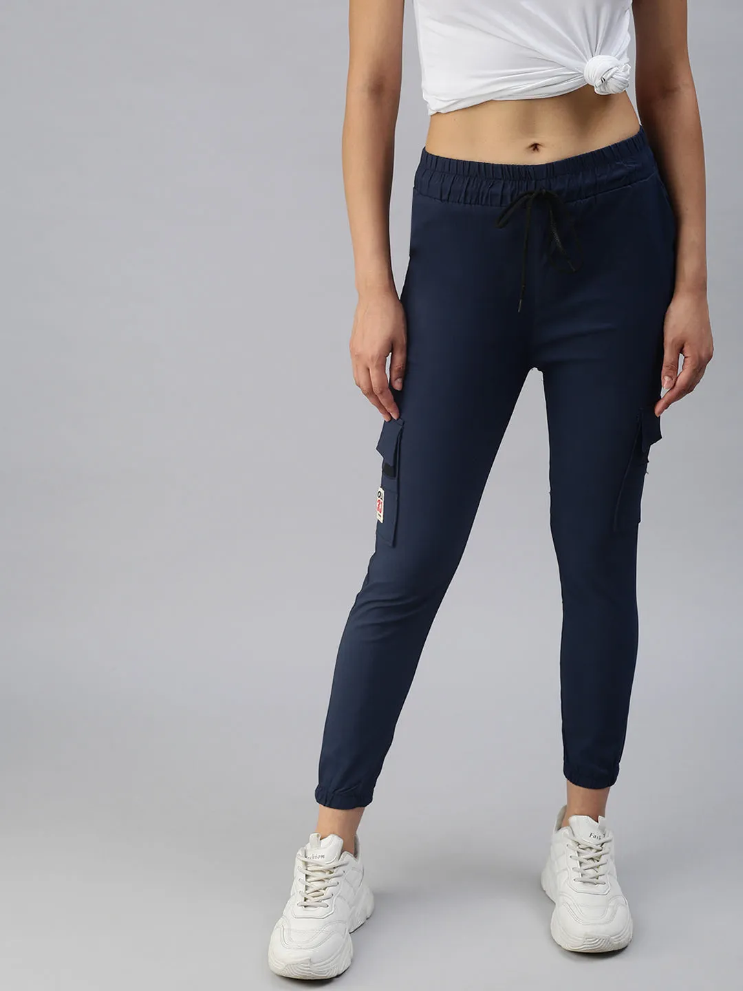 Women Navy Blue High-Rise Joggers