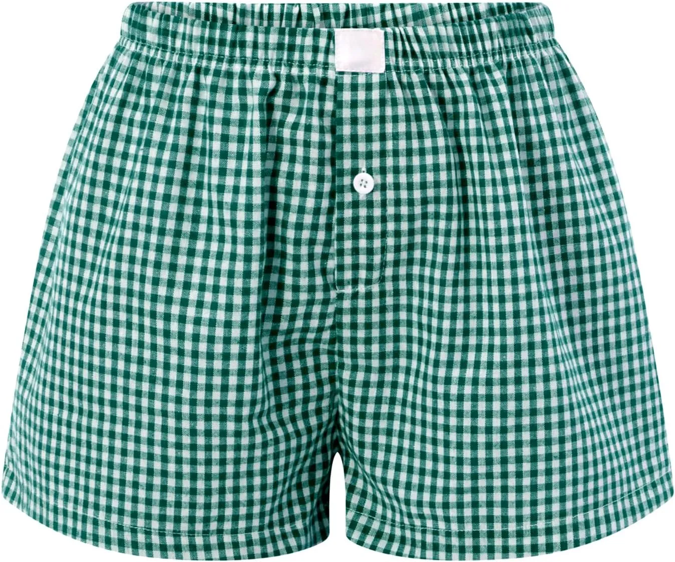 Women Pajamas Shorts Micro Boxer Shorts Y2K Cute Gingham Sleep Lounge Shorts Checkered Plaid Button Pj Mini Shorts