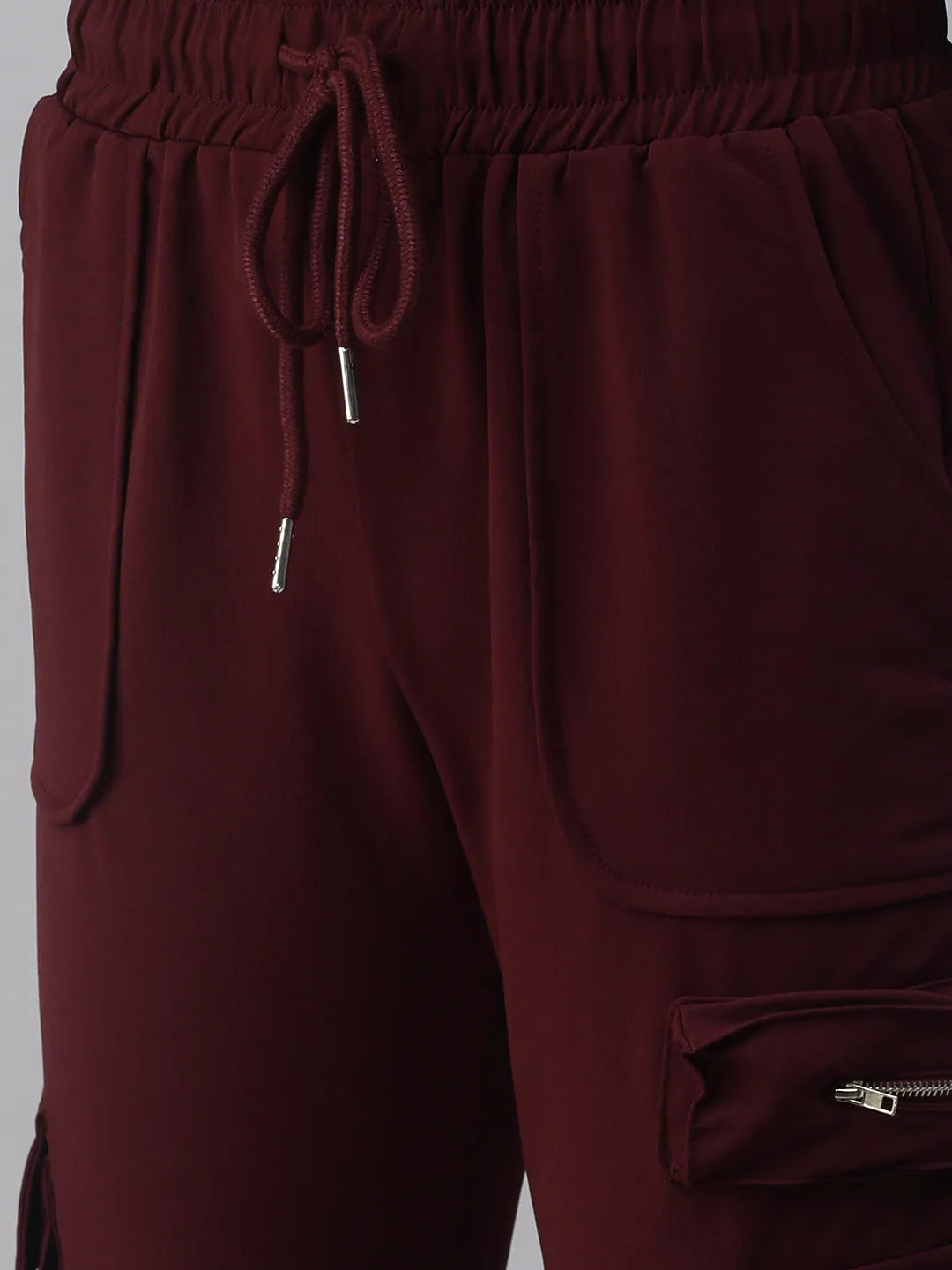 Women Red High-Rise Joggers