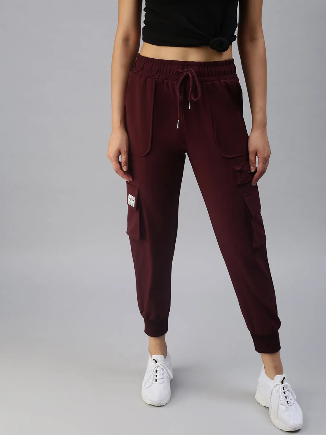 Women Red High-Rise Joggers
