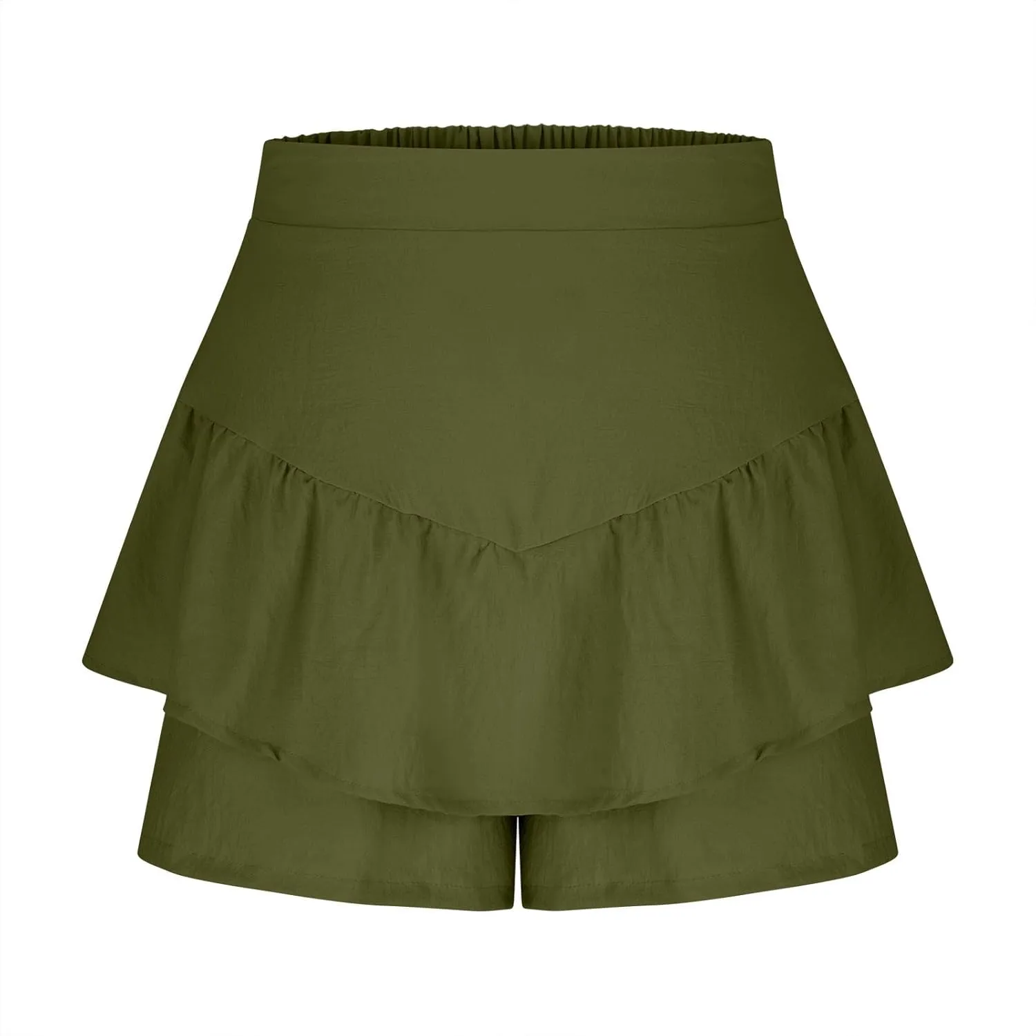 Women Ruffle Shorts Flowy Tiered Shorts Summer Boho Skorts A Line High Waisted Beach Shorts Trendy Vacation Shorts