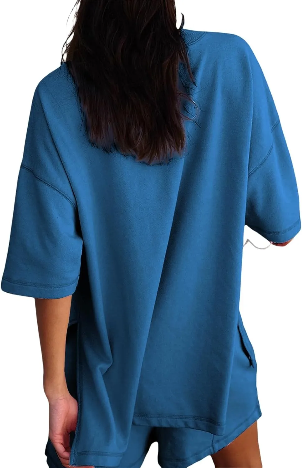 Womens 2 Piece Sets Summer Outfits Half Sleeve Crew Neck Shirts Baggy Shorts Cute Matching Sets Clothing