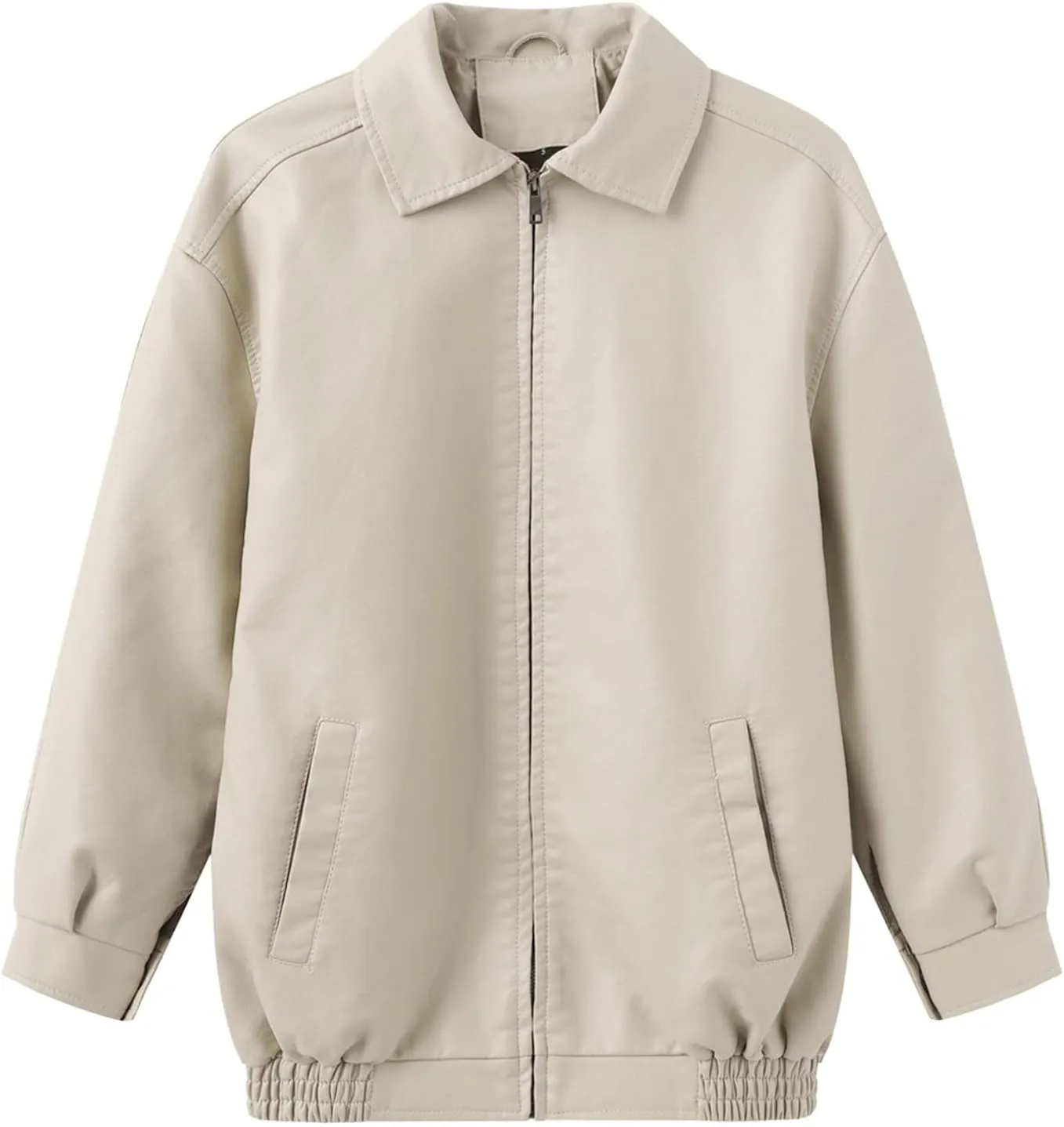 Women's Autumn/Winter Solid Color PU Leather Jacket Coat Womens Casual Jacket