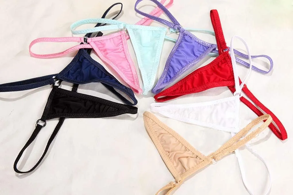 Women's Extreme Sexy Hot Silk Micro Bikinis Set Mini Thong Swimwear