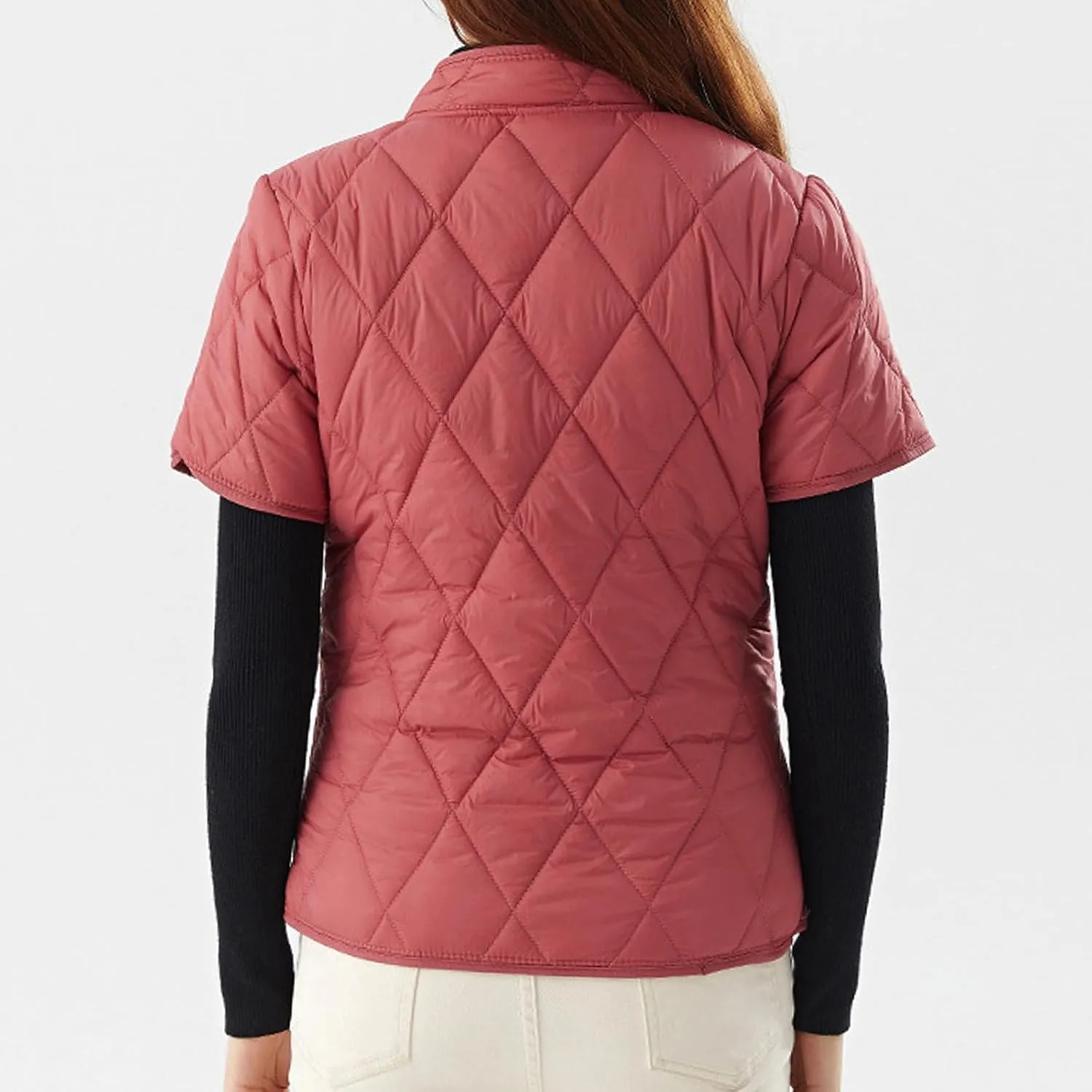 Women's Fashion Down Jacket Vests Outwear Short Sleeves Stand Collar Lightweight Oversized Puffer Vest for Women