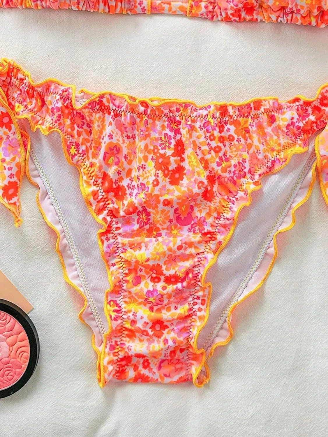 Women's Floral Print Bathing Suit Halter Tie Side Summer Swimsuit Bikinis Set