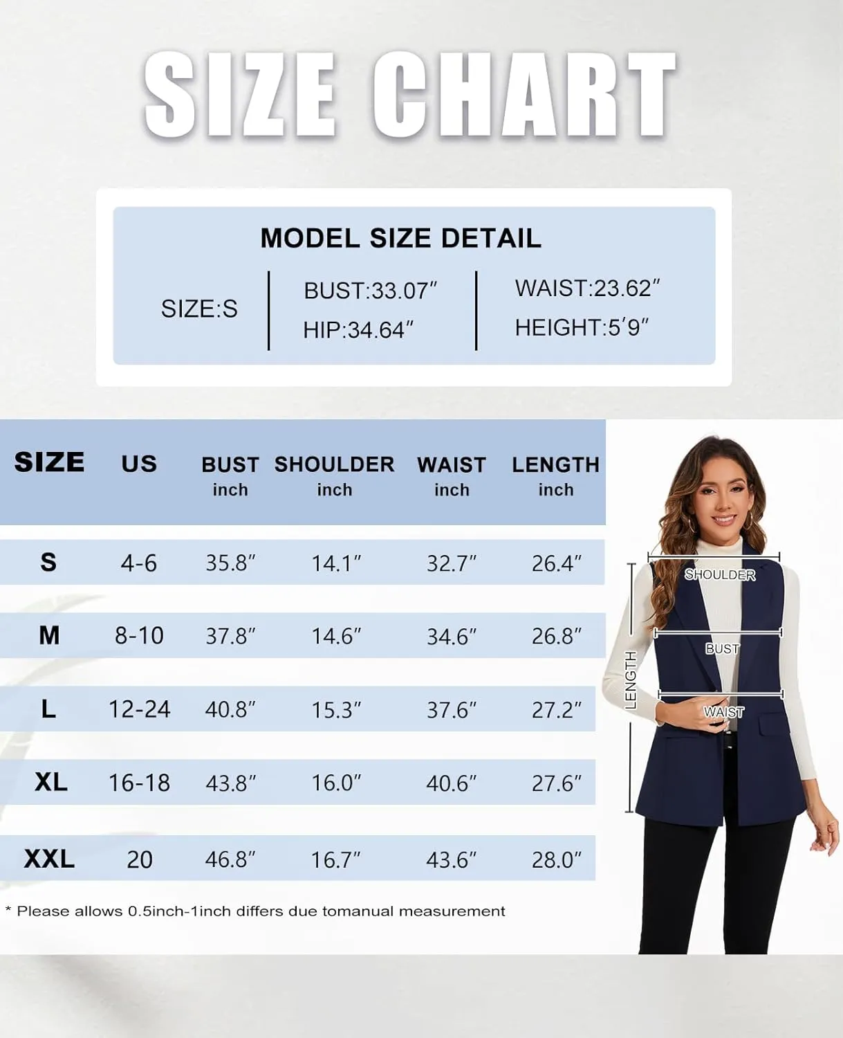 Women's Longline Sleeveless Blazer Vests Casual Lapel Collar Office Button Open Front Jacket Vest Pocket
