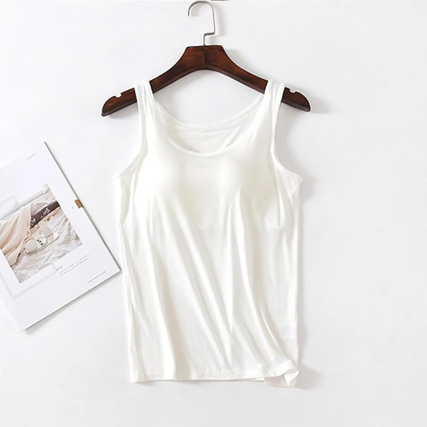 Women's Modal Camisoles Built in Bra Scoop Neck 2025 Summer Camisole Stretch Cami Undershirt Yoga Tanks Tops