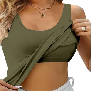 Women's Modal Camisoles Built in Bra Scoop Neck 2025 Summer Camisole Stretch Cami Undershirt Yoga Tanks Tops