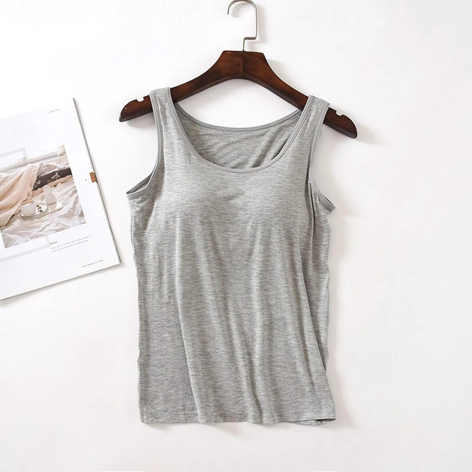 Women's Modal Camisoles Built in Bra Scoop Neck 2025 Summer Camisole Stretch Cami Undershirt Yoga Tanks Tops