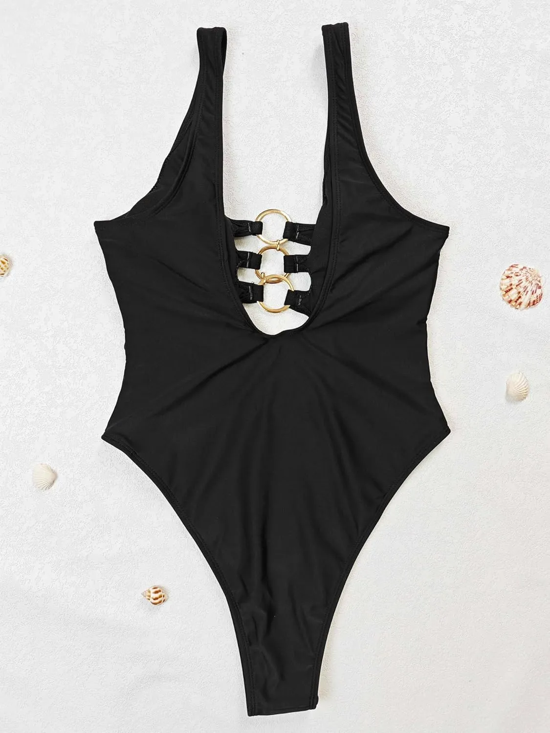 Women's Plunge V Neck Cutout Monokini One Piece Swimsuit Swimwear