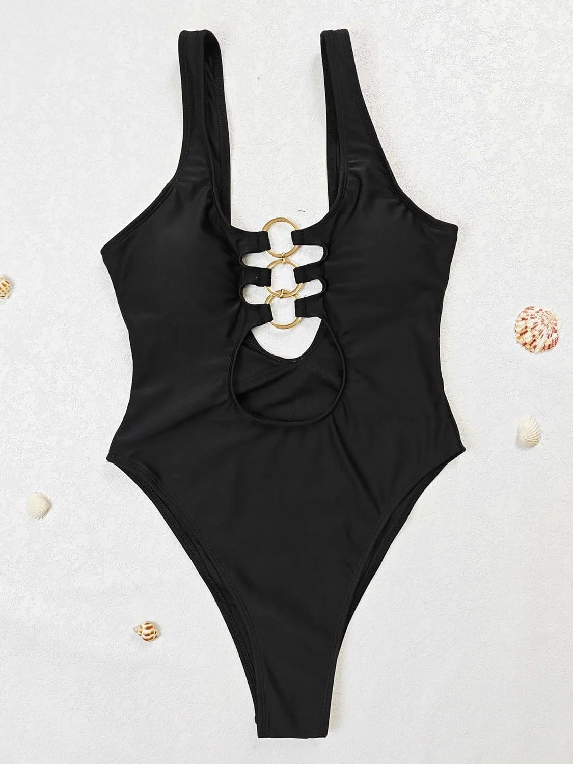 Women's Plunge V Neck Cutout Monokini One Piece Swimsuit Swimwear