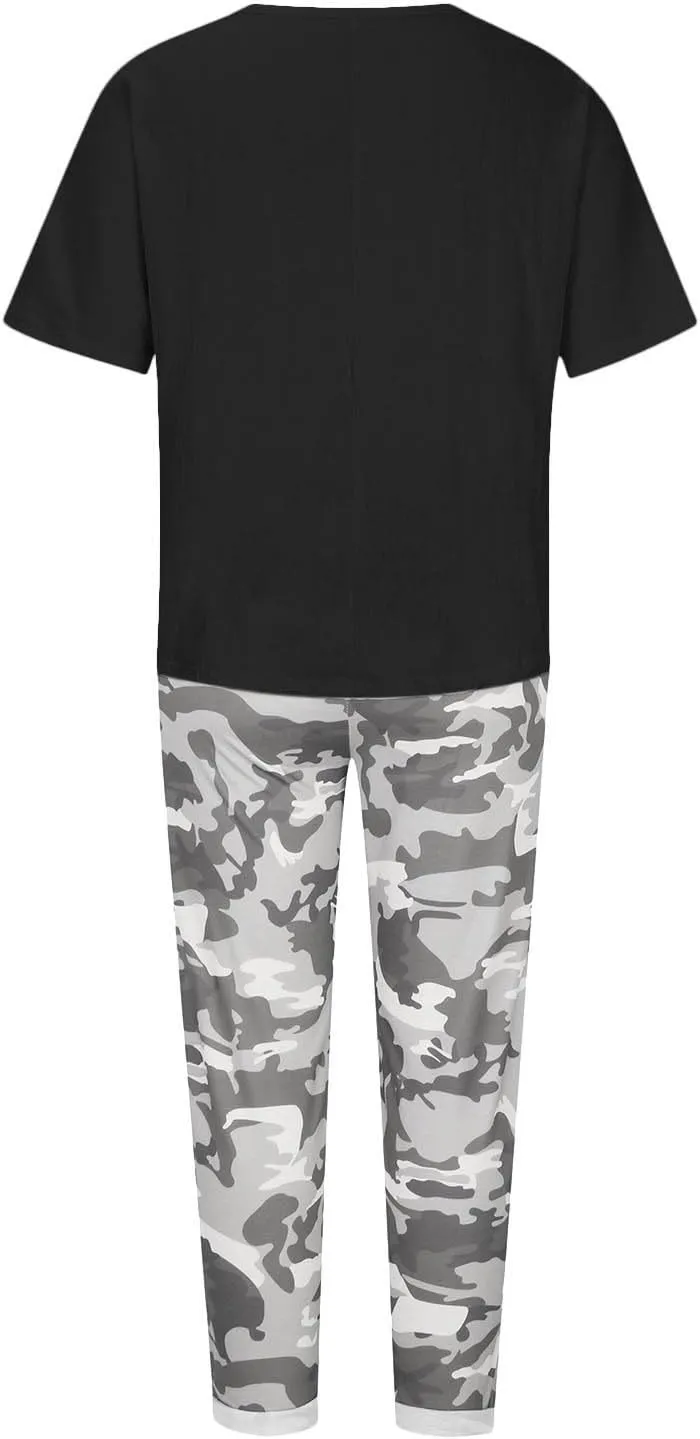 Womens Plus Size 2 Piece Travel Outfits 2024 Loose Cotton Linen Lounge Sets Summer Casual Jogger Sets Pants Suit