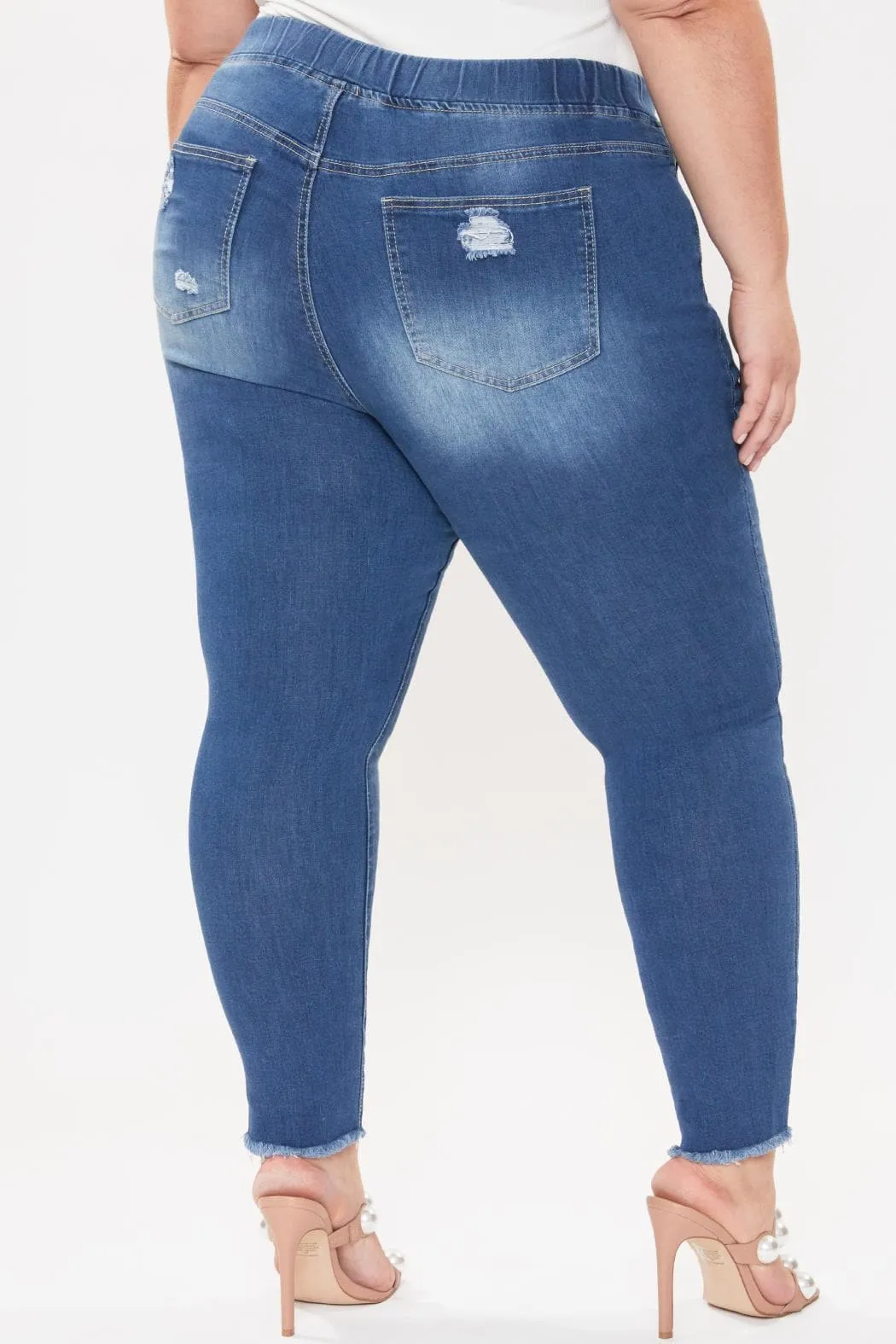 Women's Plus Size High Rise Denim Ankle Joggers