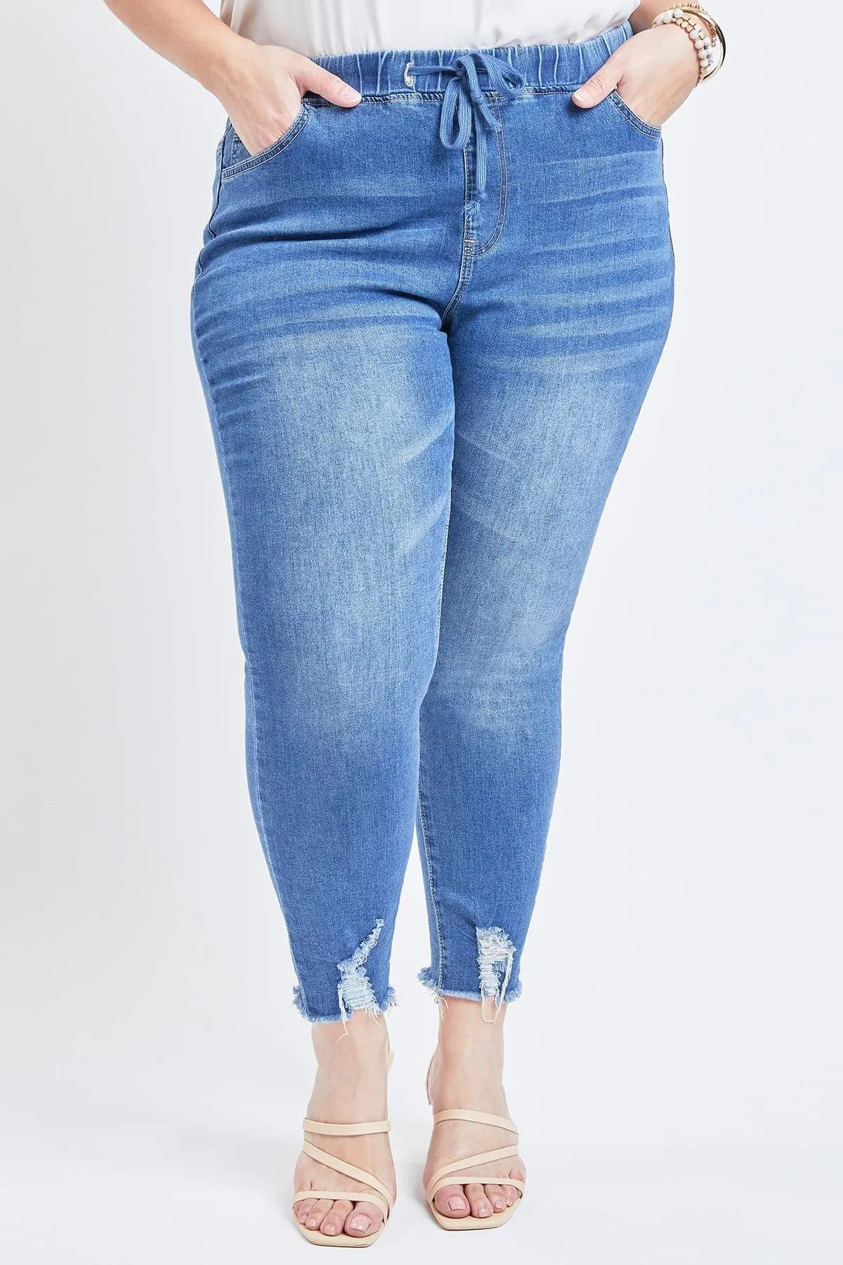 Women's Plus Size High Rise Denim Ankle Joggers