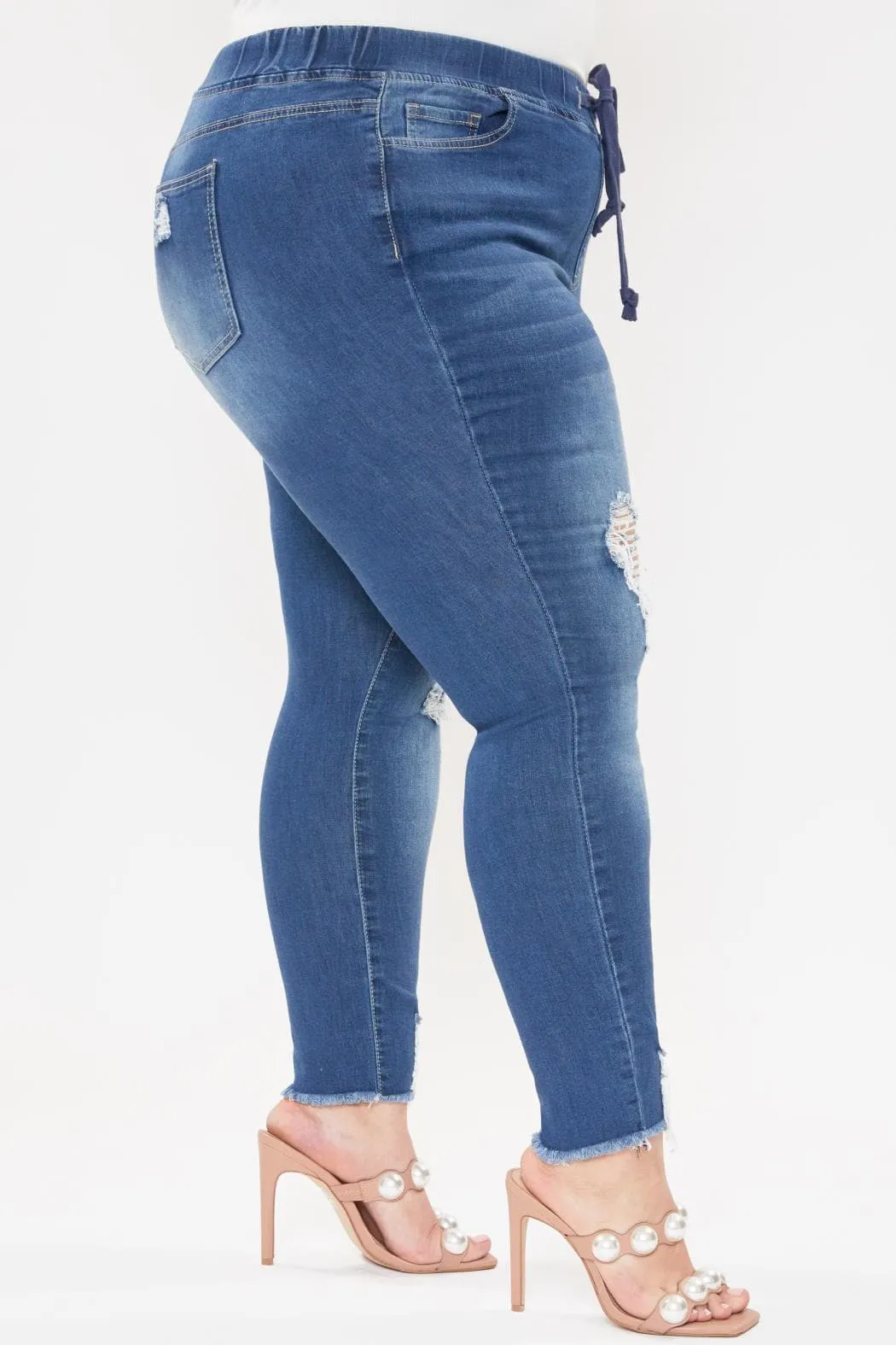 Women's Plus Size High Rise Denim Ankle Joggers
