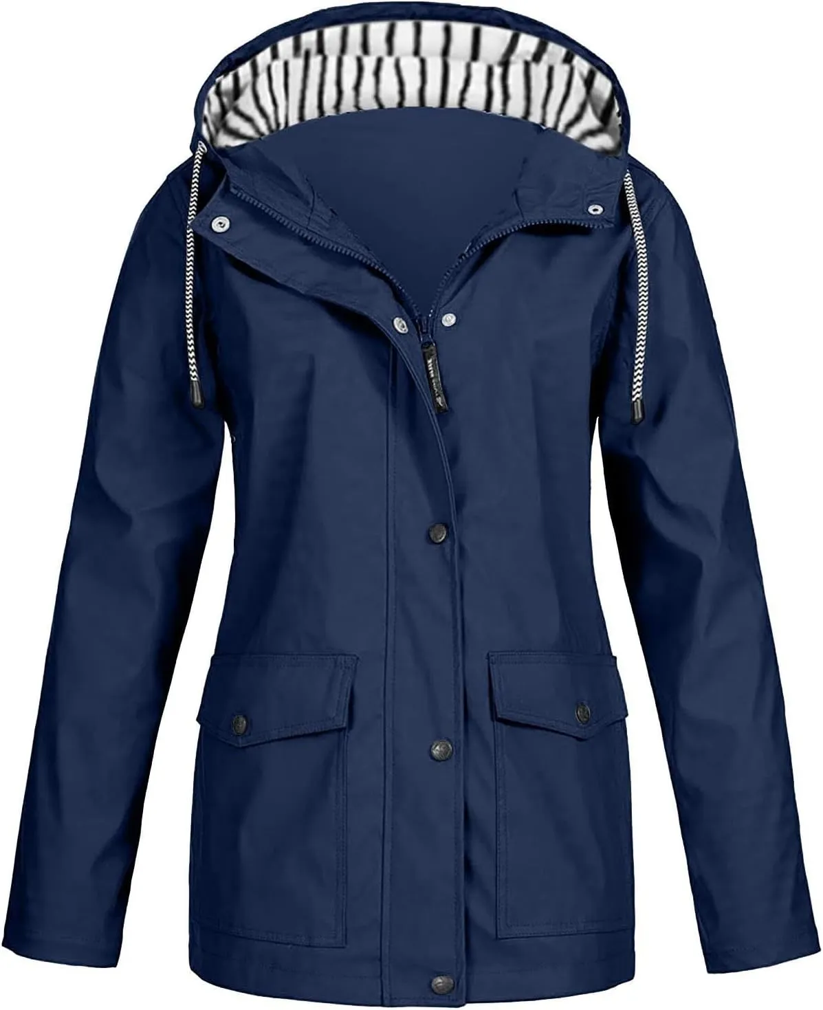 Women's Rain Jacket Waterproof Raincoat Windbreaker Outdoor Trench Coat,S-5XL