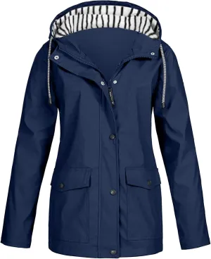 Women's Rain Jacket Waterproof Raincoat Windbreaker Outdoor Trench Coat,S-5XL