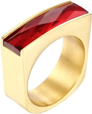 Womens Rings Jewelry, Womens Rings with Rectangle Glass Stainless Steel Boho Jewelry for Women