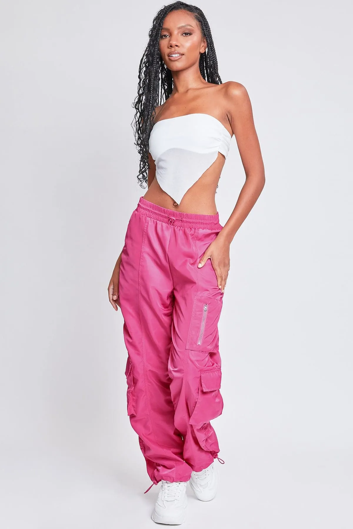 Women's Rouched Nylon Cargo Joggers