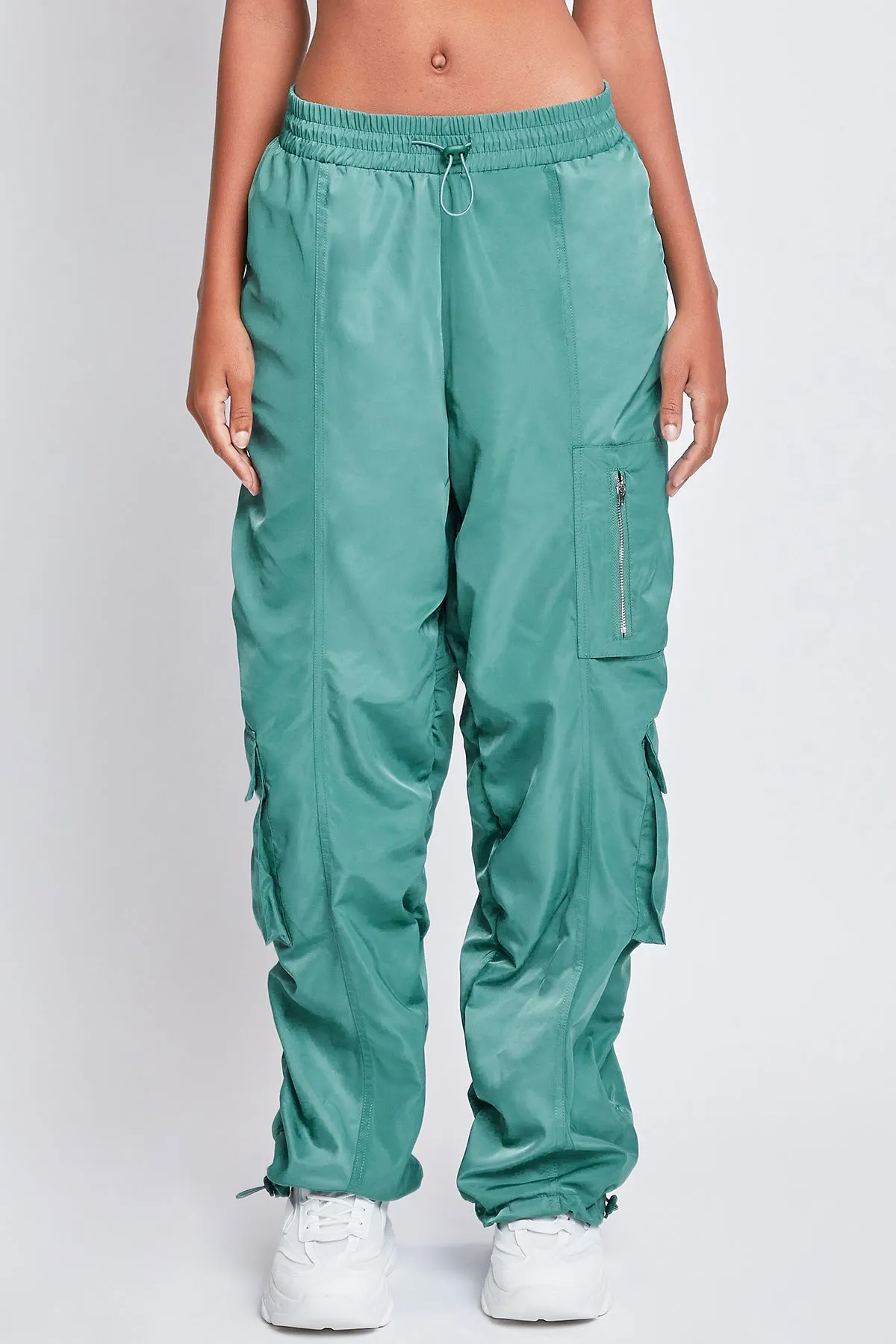 Women's Rouched Nylon Cargo Joggers