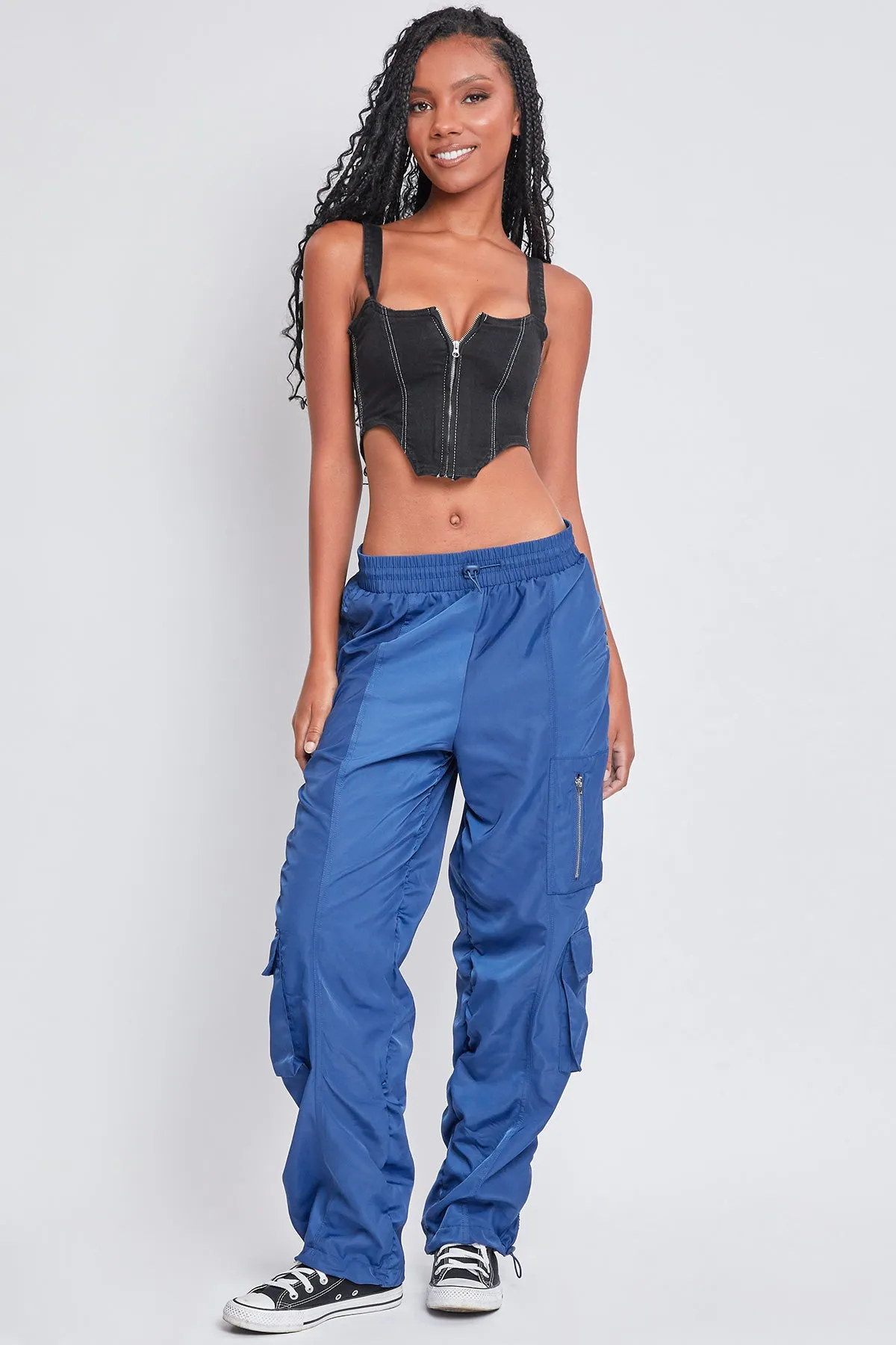 Women's Rouched Nylon Cargo Joggers