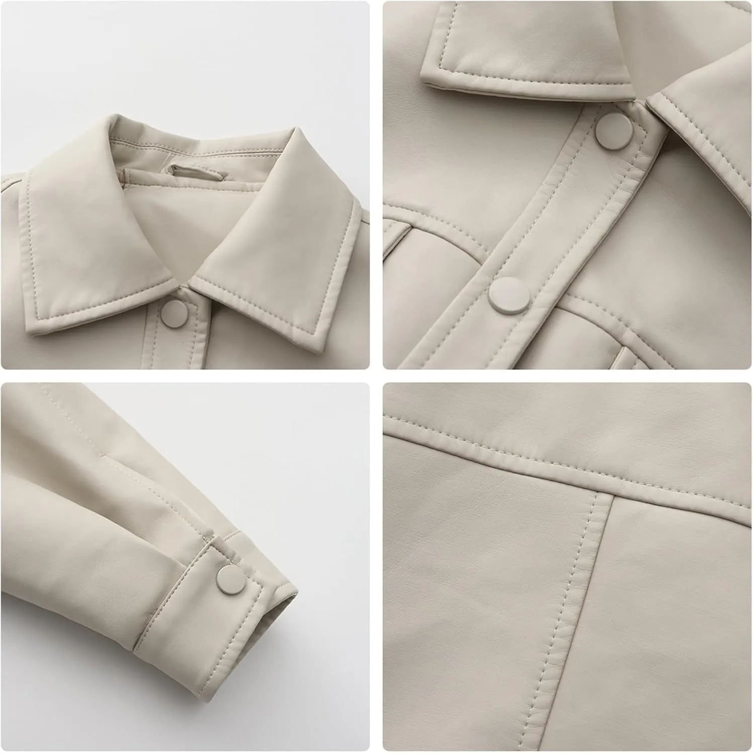 Women's Solid Color Casual Long Sleeved Single Breasted Short Lapel Leather Jacket Jacket Jacket Womens Vest Coat