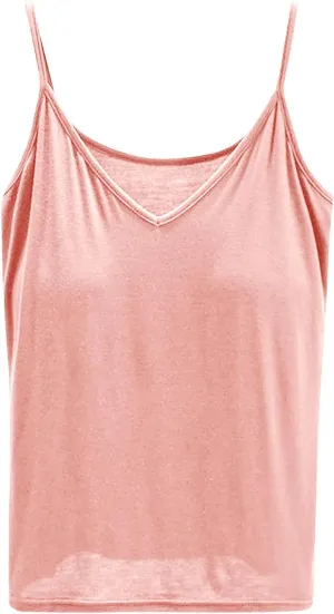 Womens Summer Camisole with Built in Bra Sleeveless Spaghetti Strap Basic Tank Tops 2025 Summer Workout Yoga Clothes
