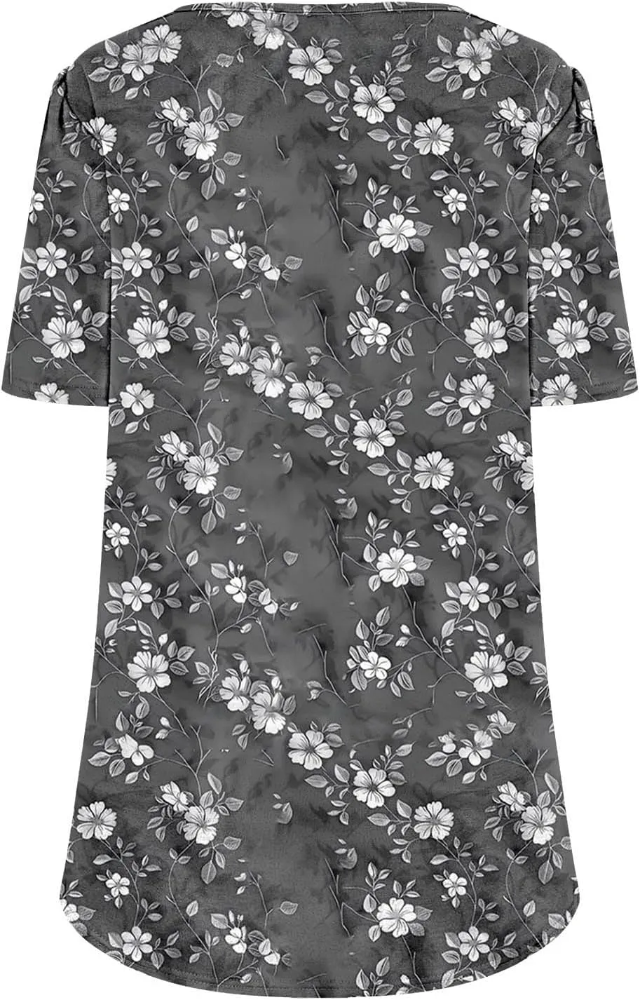 Womens T Shirts Short Sleeve Pleated Front Scooped Neck Tops Dressy Casual Blouses Spring Summer Cute Print Tees