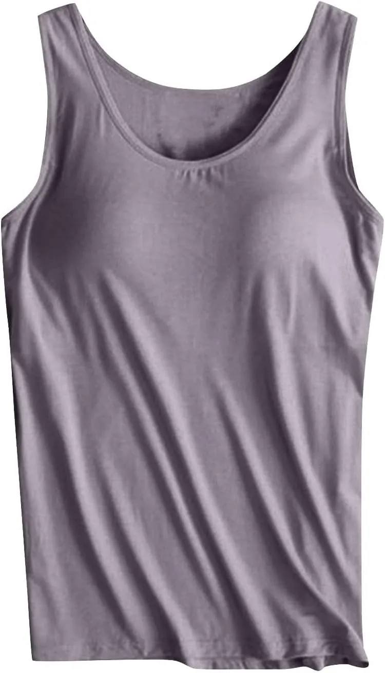 Womens Tank Tops with Built in Bra 2025 Summer Casual Sleeveless Padded Padded Sports Workout Yoga Gym Undershirt