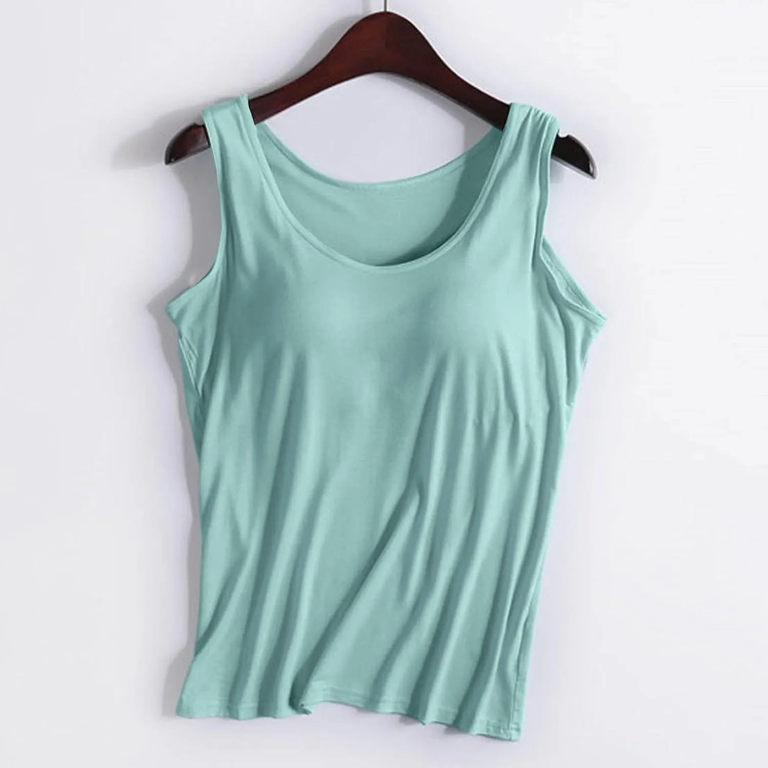 Womens Tank Tops with Built in Bra Basic Workout Camisole Top 2025 Scoop Neck Sleeveless Padded Undershirts