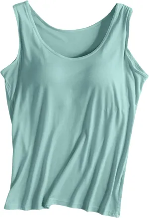 Womens Tank Tops with Built in Bra Basic Workout Camisole Top 2025 Scoop Neck Sleeveless Padded Undershirts