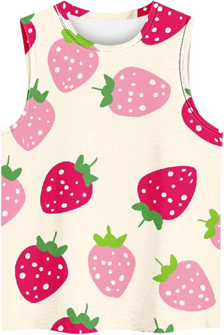 Women's Watermelon Print Tank Top Sleeveless Camisole Loose Fit Crew Neck Tee Shirts Summer Sexy Basic Summer Blouse