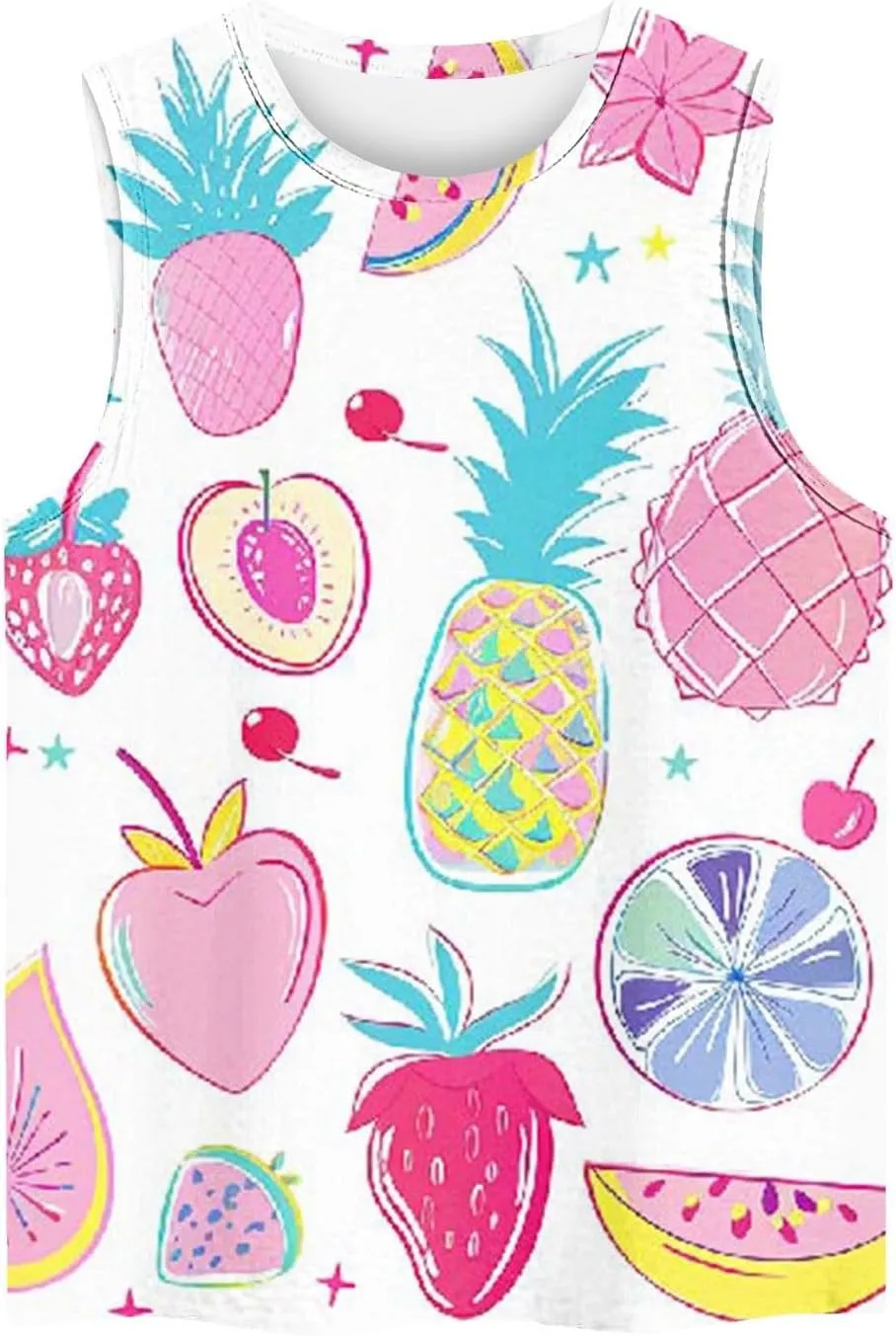 Women's Watermelon Print Tank Top Sleeveless Camisole Loose Fit Crew Neck Tee Shirts Summer Sexy Basic Summer Blouse