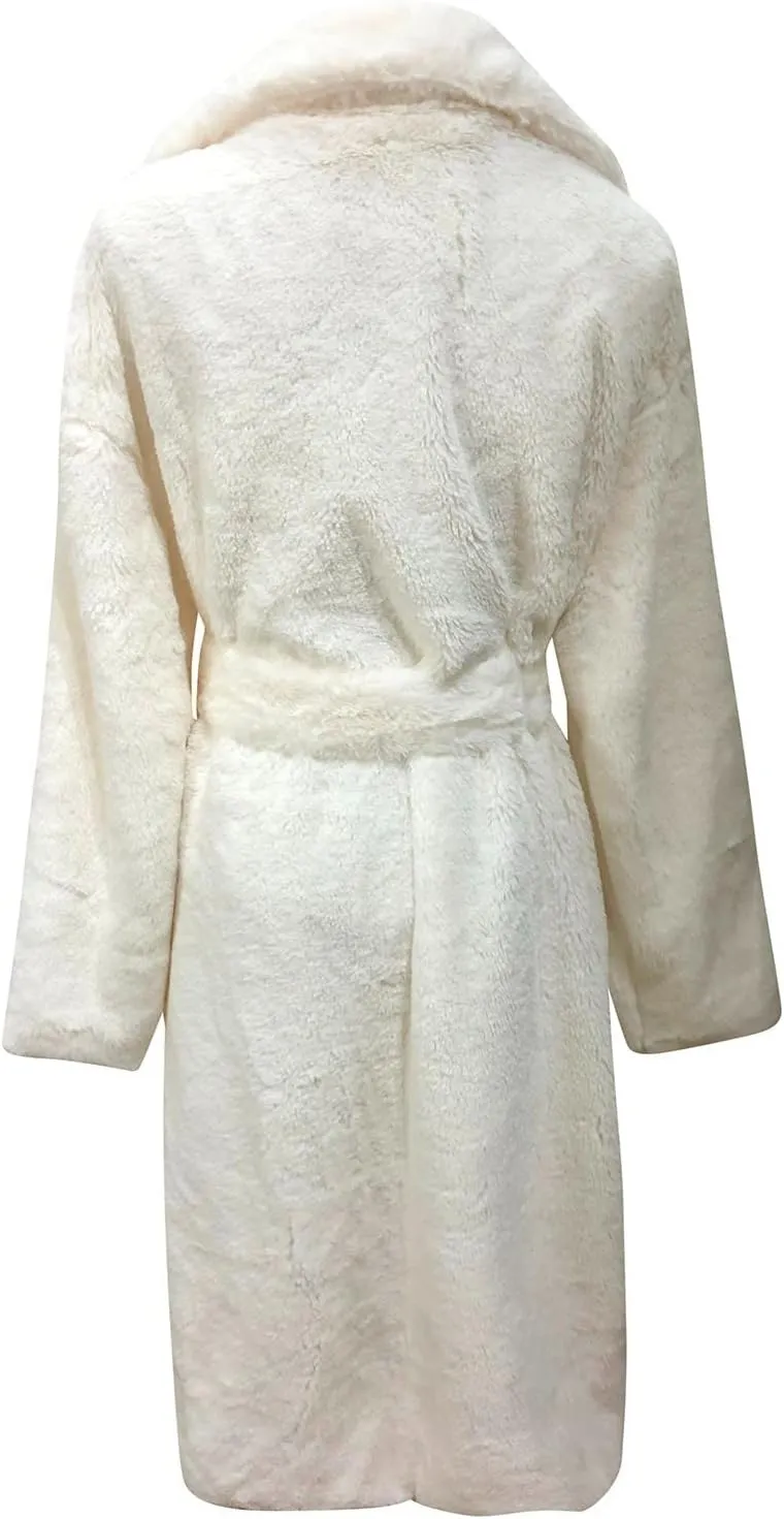 Womens Winter Trendy Overcoat Warm Thicken Cardigan Coats Long Oversized Faux Fur Coat Solid Plain Wrap Bathrobe