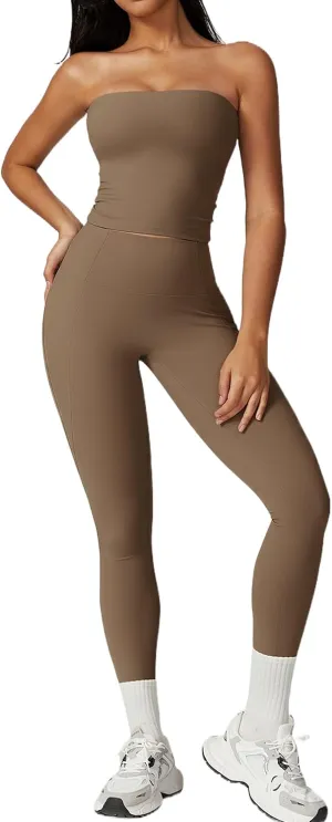 Workout Sets for Women 2 Piece High Waist Leggings Stretchy Backless Sports Bra Gym Yoga Outfits Athletic Clothes