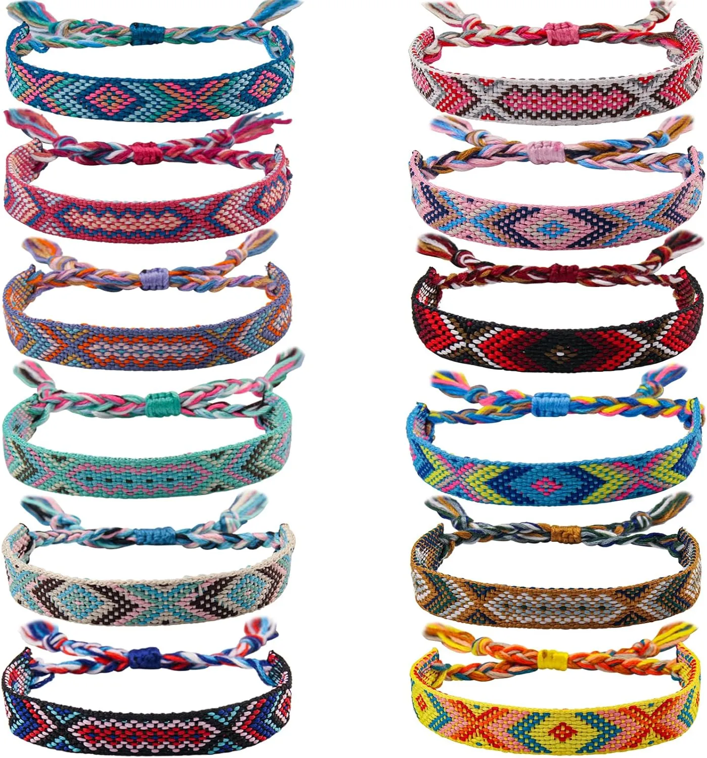 Woven Friendship Bracelets Adjustable Braided Bracelets Handmade Colorful Adjustable String Bracelets with a Sliding Knot Closure for Women