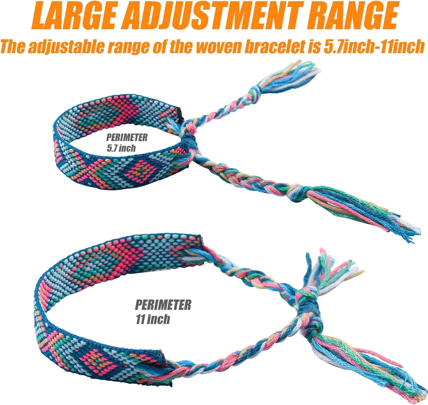 Woven Friendship Bracelets Adjustable Braided Bracelets Handmade Colorful Adjustable String Bracelets with a Sliding Knot Closure for Women