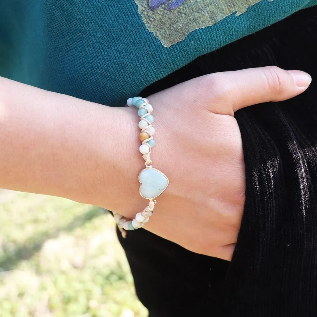 YGLINE Bohemian Natural Stone Jewelry Bohemian Style Jasper Bracelet Gemstone Beads Bracelet Jewelry