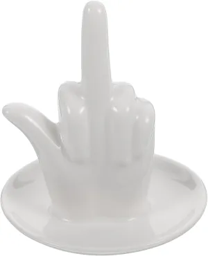 Zerodeko Hand Ring Holder Dish Jewelry Holder Finger Jewelry Tray Ceramic Trinket Dish Funny Jewelry Display Stand Earrings Necklace Organizer for Wedding White
