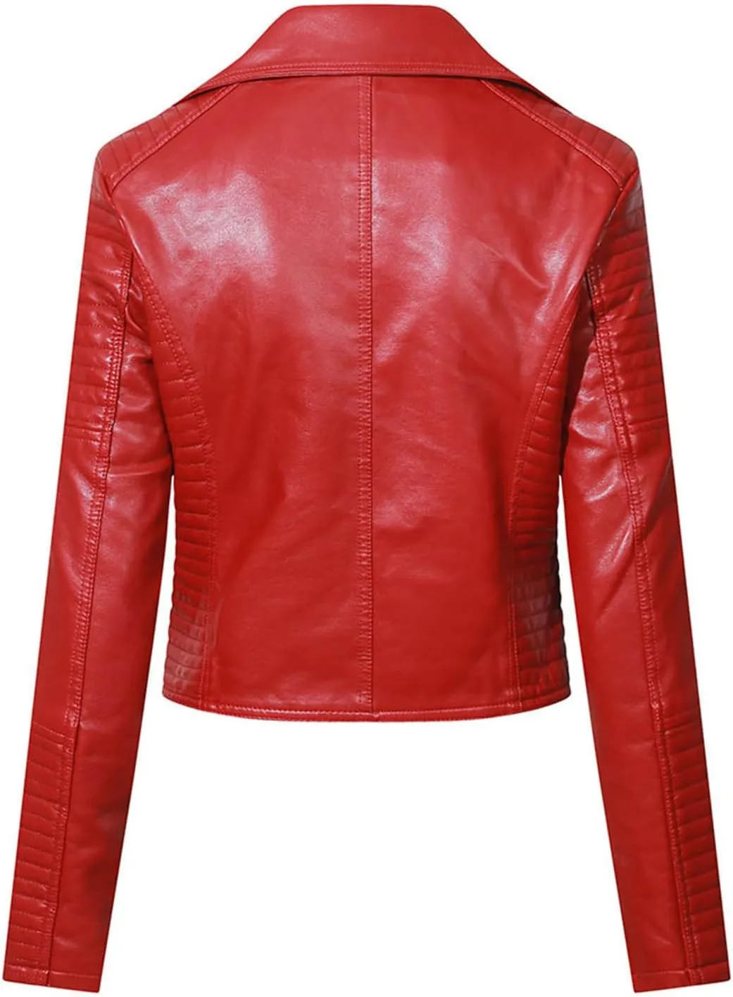 Zip Leather Jackets for Women Motorcycle Faux PU Moto Biker Outwear Coat Lapel Collar Motor Biker Short Coat Jacket