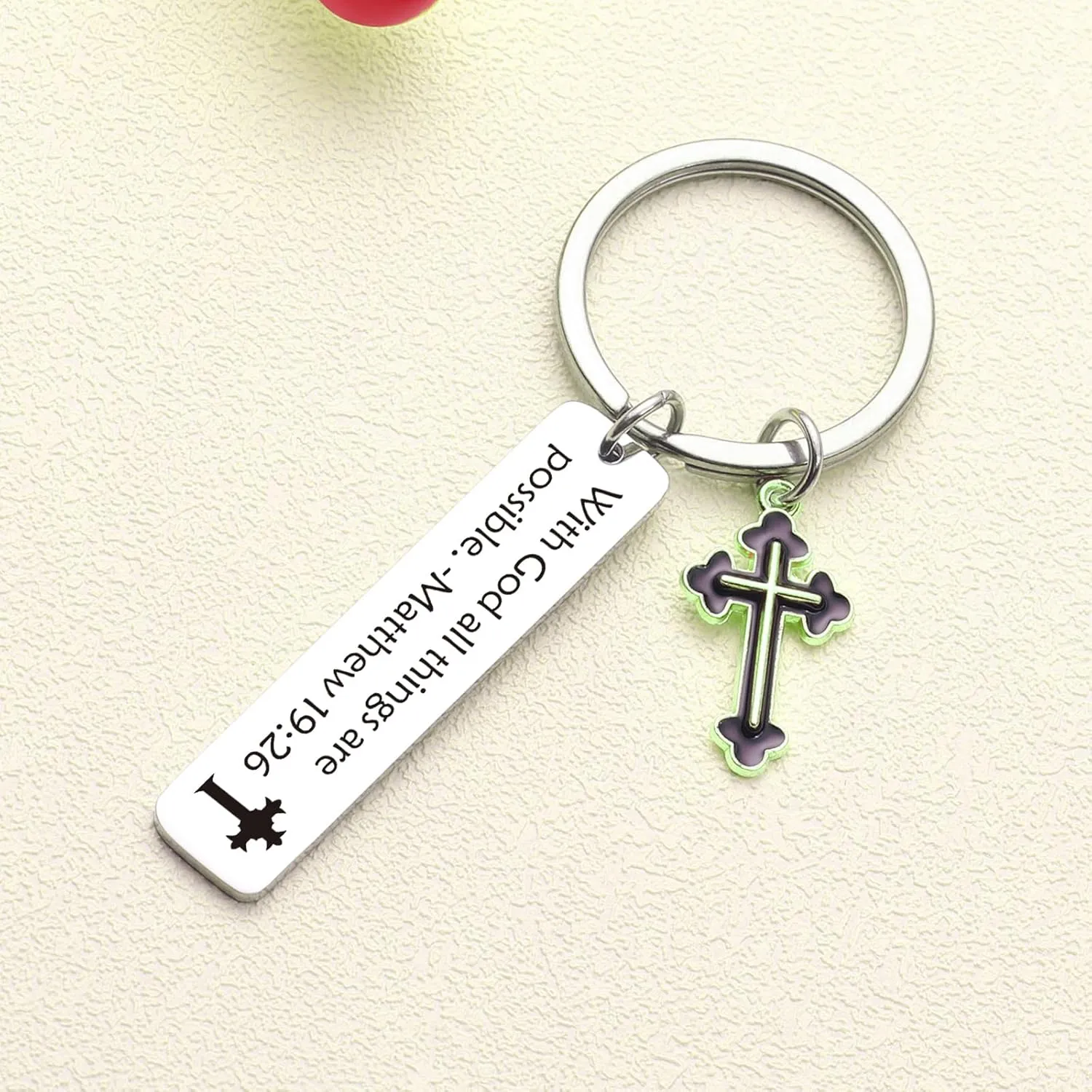 ZNOSVEI Scripture Quotes Keychain Spiritual Jewelry Bible Keychain Cross Charm Jewelry Religious Keychain