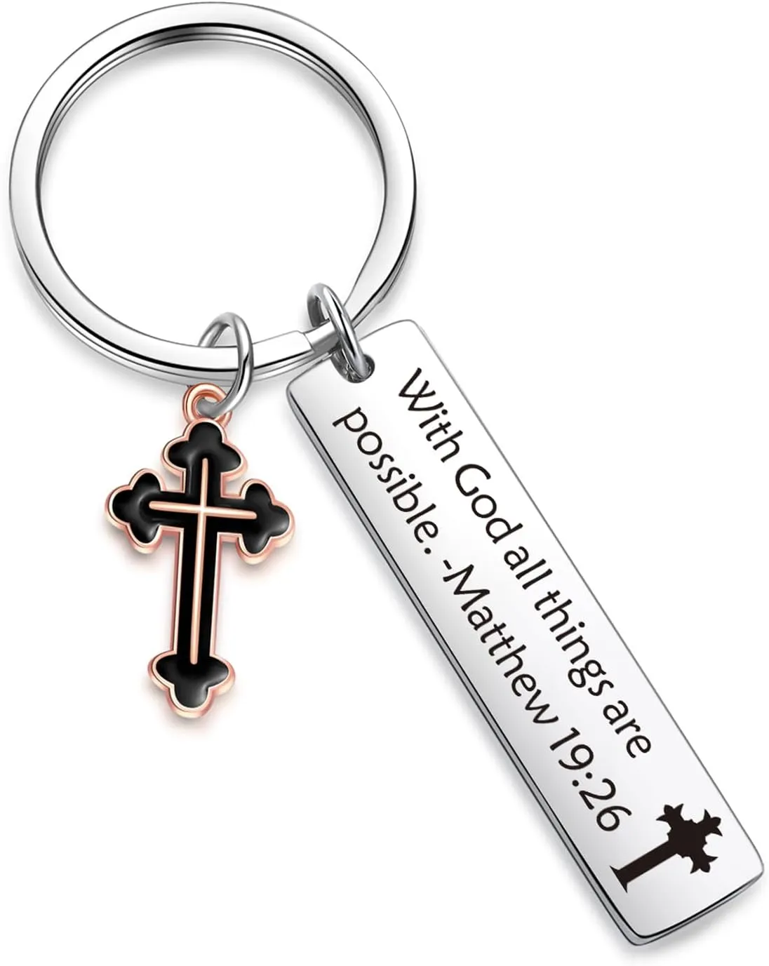 ZNOSVEI Scripture Quotes Keychain Spiritual Jewelry Bible Keychain Cross Charm Jewelry Religious Keychain