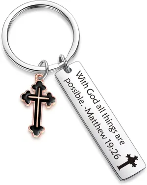 ZNOSVEI Scripture Quotes Keychain Spiritual Jewelry Bible Keychain Cross Charm Jewelry Religious Keychain